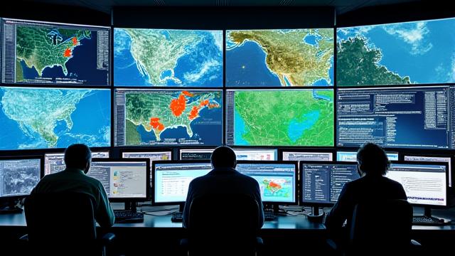 災害時の緊急対応センターの様子